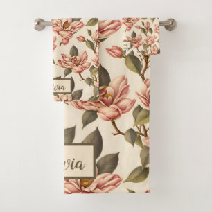Motif botanique vintage de fleurs de Magnolia