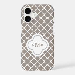 Motif Brun Caramel Quadrilobé Élégant Monogramme