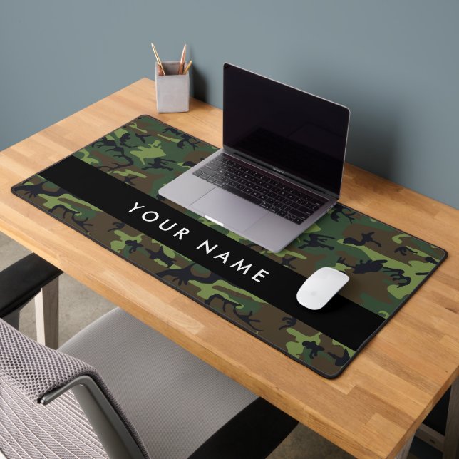 Motif Camouflage Vert, Votre nom, Personnaliser (Bureau 2)