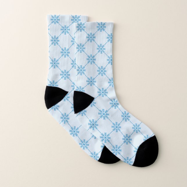 Motif Carré diagonal Blue Snowflakes (Paire)