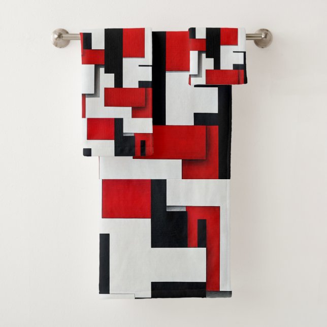 Motif carré rouge et noir avec fond blanc (En situation)