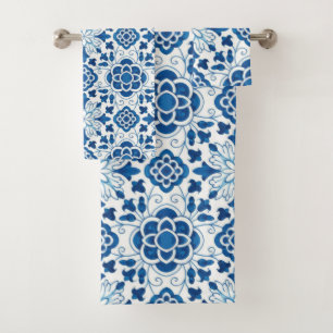 Motif carrelage vintage portugais bleu azulejos