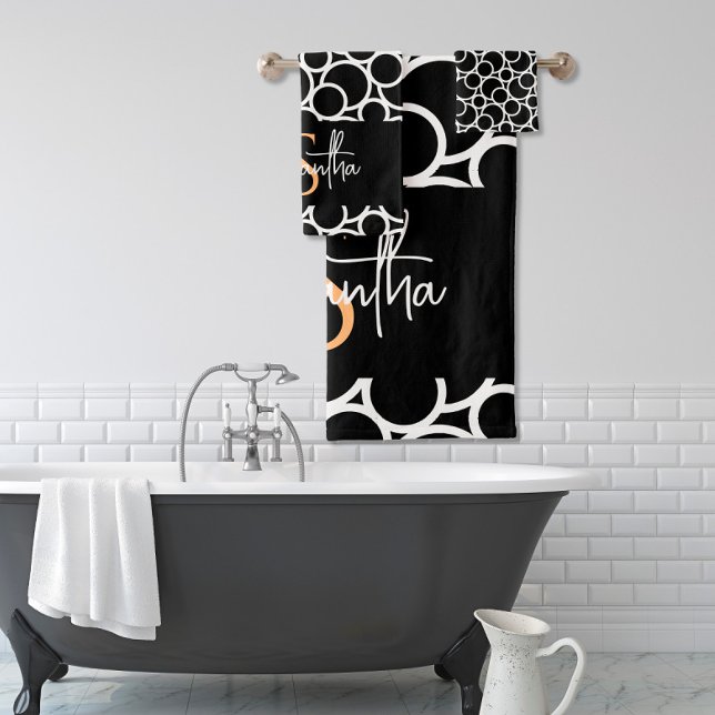 Motif Cercle noir et blanc avec Monogramme (Créateur téléchargé)