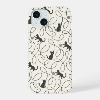 Motif Chat Noir Neutre et Boule de Laine