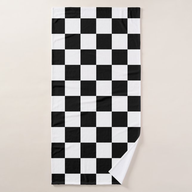 Motif chèque À damiers noir blanc (Serviette de bain)