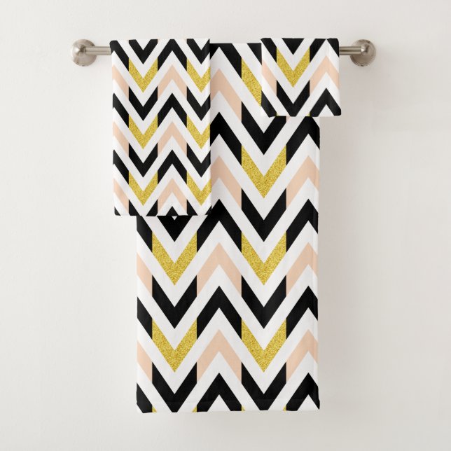 Motif Chevron blanc rose noir moderne (En situation)