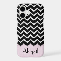 Motif chevron noir et argent avec rose