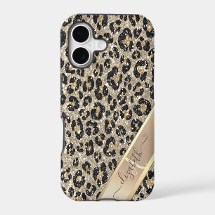 Motif chic léopard pailleté Monogramme     