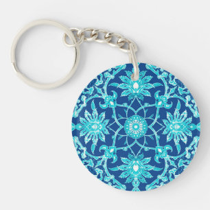 Motif chinois Art Nouveau - Turquoise et Bleu