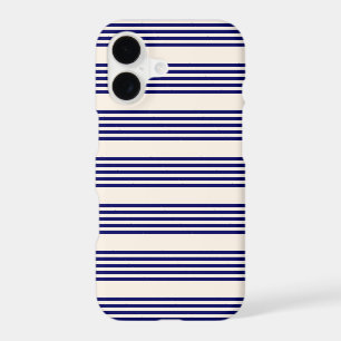 Motif cinq rayures bleu marine et beige