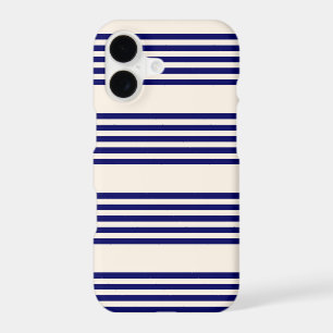 Motif cinq rayures bleu marine et beige