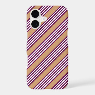Motif cinq rayures prune et blanc avec beige