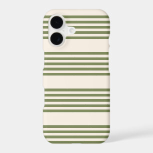 Motif cinq rayures vert olive et beige