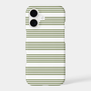 Motif cinq rayures vert olive et blanc