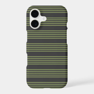 Motif cinq rayures vert olive et charbon