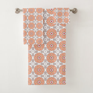Motif circulaire géométrique orange et gris