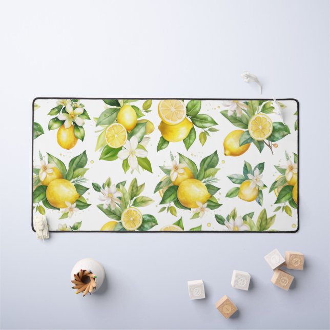 Motif citron, Fleurs de citron, Feuilles, Citrus (Tableau pour enfants)