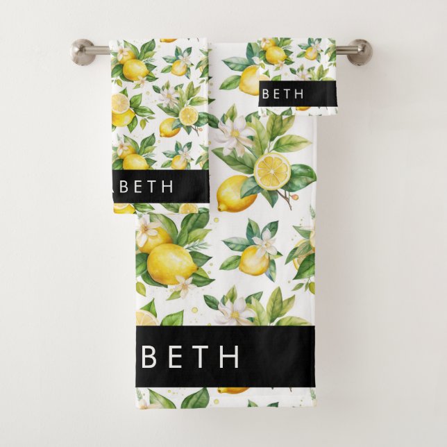 Motif citron, Fleurs de citron, Feuilles, Votre No (En situation)