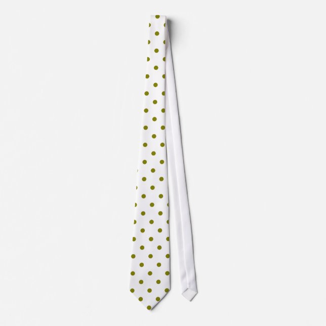 Motif classique à pois d'olive sur Cravate blanche (Devant)