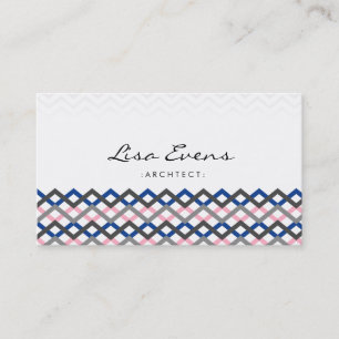 Motif classique Chevron bleu rose Carte de visite