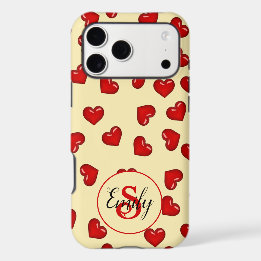 Motif Cœurs Rouges Monogramme Cadeau Romantique Pe