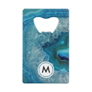 Motif Cool Blue Agate avec monogramme