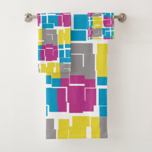 Motif cool violet bleu jaune gris