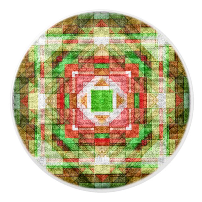 Motif courtepointe en céramique bouton rouge vert (Devant)