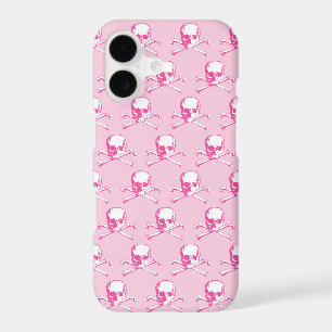 Motif crâne et os croisés rose