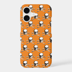 Motif Crâne et Os de Style Gothique Orange