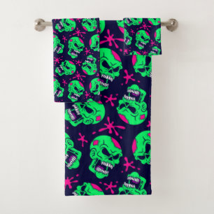 Motif crânes de zombie néon