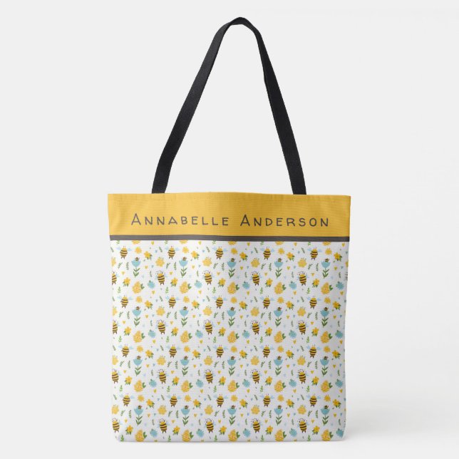 Motif d'abeilles et de fleurs Personnaliser le Sac (Devant)