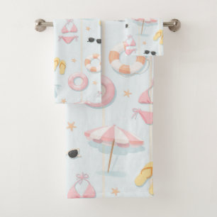 Motif d'accessoires de plage estivale pastel