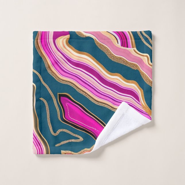 Motif d'agate rose et bleu (Gant de toilette)