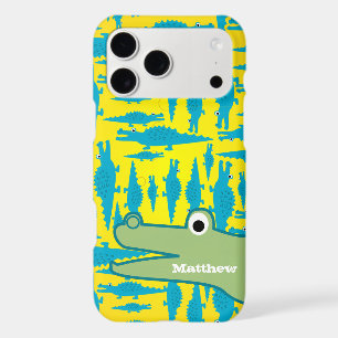 Motif d'alligator aigue-marine et jaune mignon et 