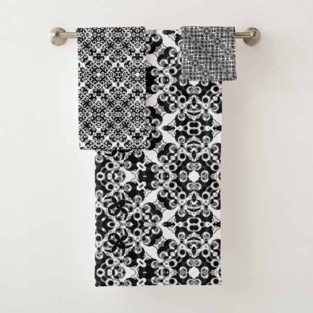 Motif Damas moderne noir blanc (En situation)