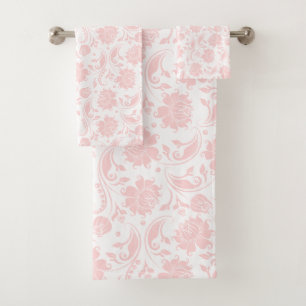 Motif damas vintage rose pastel et blanc