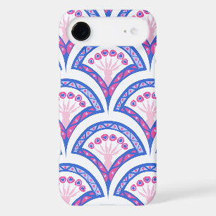 motif damassé floral bleu