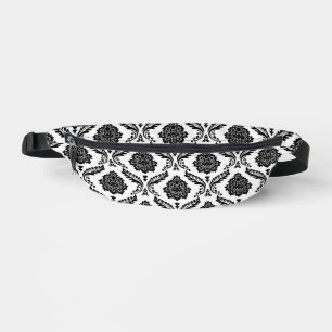 Motif Damassé Rococo Noir sur Blanc