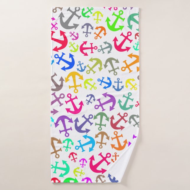 Motif d'Ancre de bateau coloré (Serviette de bain)