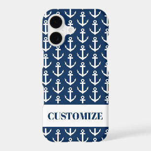 Motif d'ancre nautique bleu marine Zazzle Basic