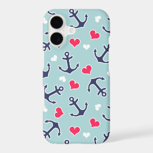 Motif d'ancres nautiques et de cœurs