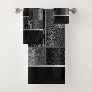 Motif d'animaux sauvages gris et noirs avec monogr