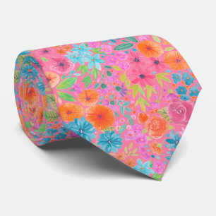 Motif d'aquarelle florale en cravate rose
