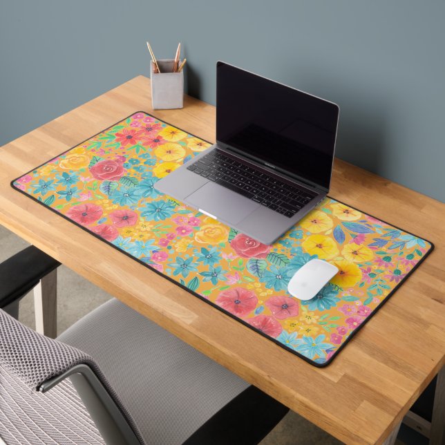 Motif d'aquarelle florale en jaune (Bureau 2)