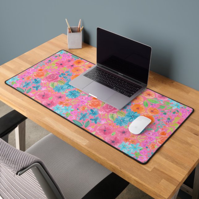 Motif d'aquarelle florale en rose (Bureau 2)