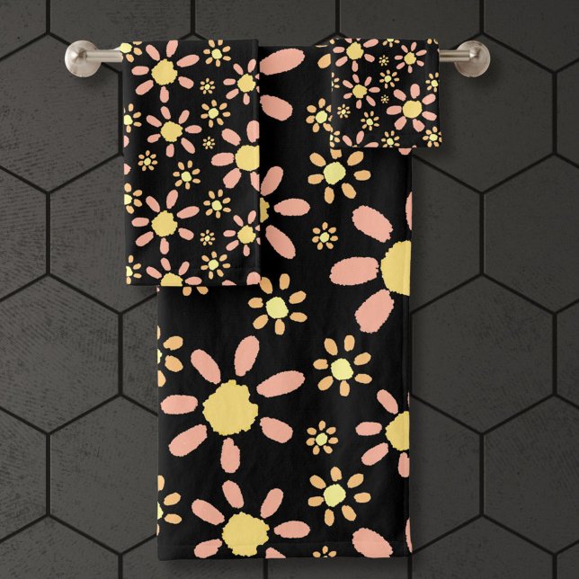 Motif d'aquarelle rose pâle sur noir (Créateur téléchargé)