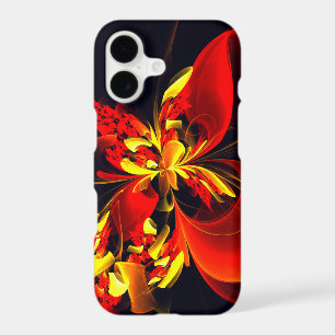 Motif d'art abstrait moderne floral jaune rouge #1