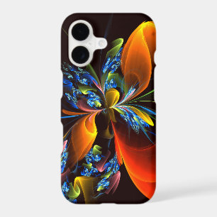 Motif d'art abstrait moderne floral orange bleu #0