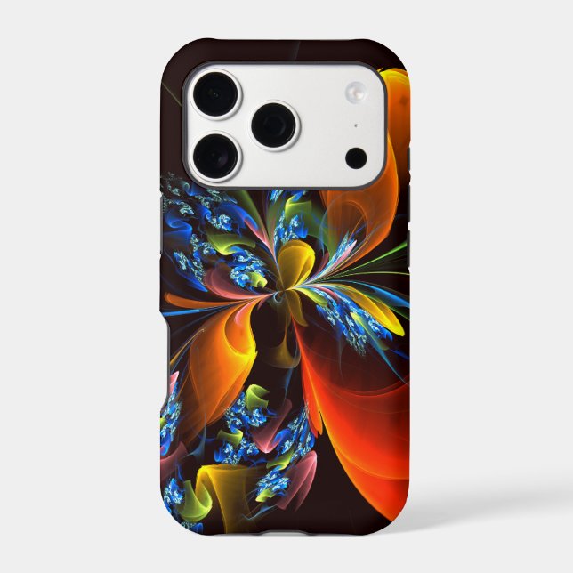 Motif d'art abstrait moderne floral orange bleu #0 (Verso)